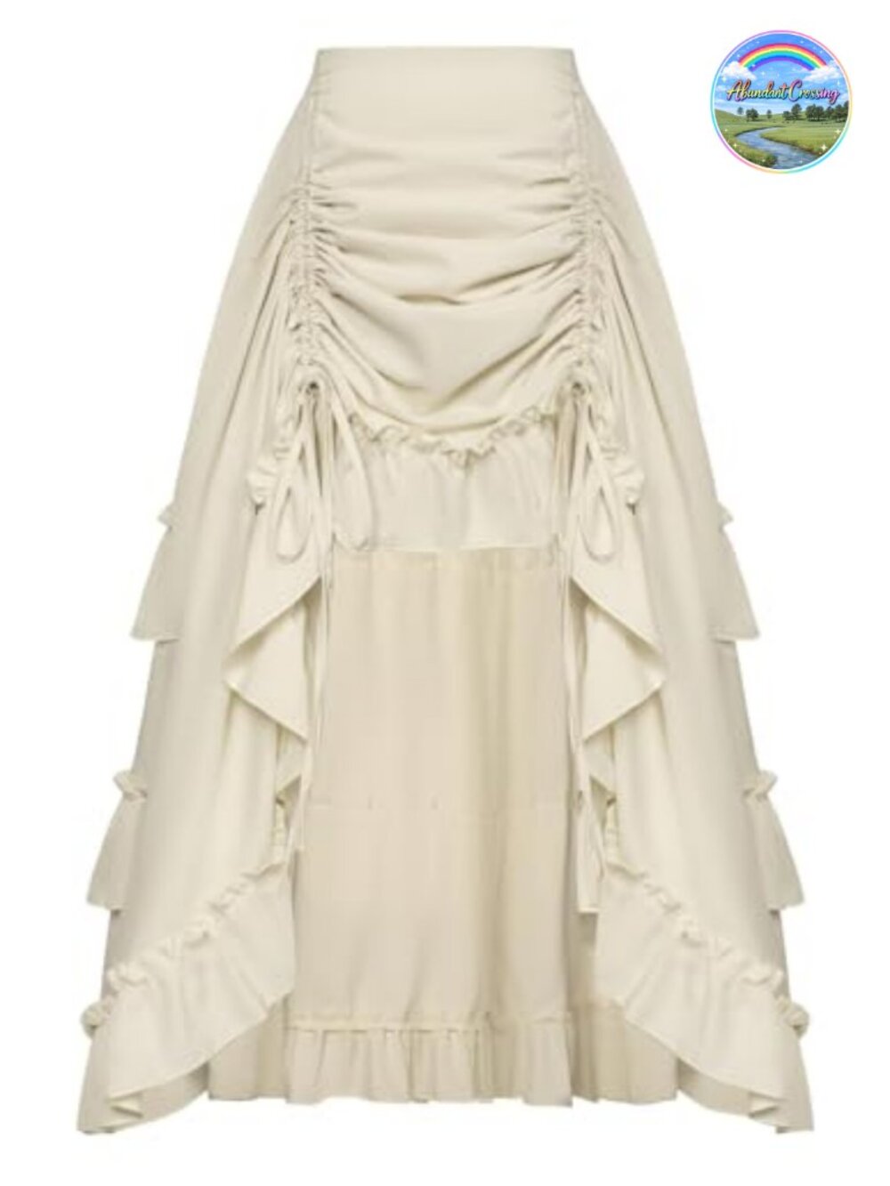 Women's Renaissance High Low Maxi Skirt Ruffle Layered Smocked Waist